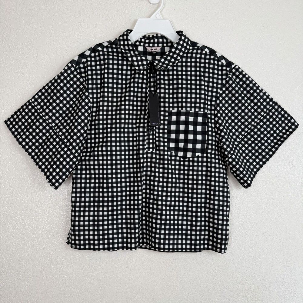 The Kit Boxy Shirt Red Black Gingham CheckSIZE XS Oversized Urban Streetwear NWT
